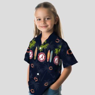 NFL Fans Chicago Bears Blue Hawaiian Shirt - Surfboard Palm Print