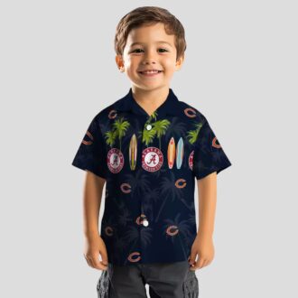 NFL Fans Chicago Bears Blue Hawaiian Shirt - Surfboard Palm Print