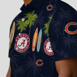NFL Fans Chicago Bears Blue Hawaiian Shirt - Surfboard Palm Print