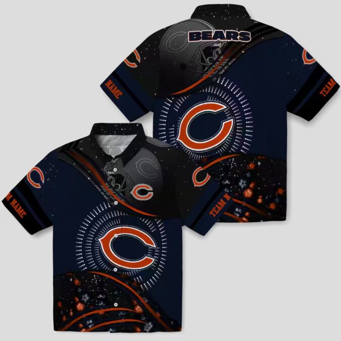 NFL Team Chicago Bears Blue Black Hawaiian Shirt for Fans