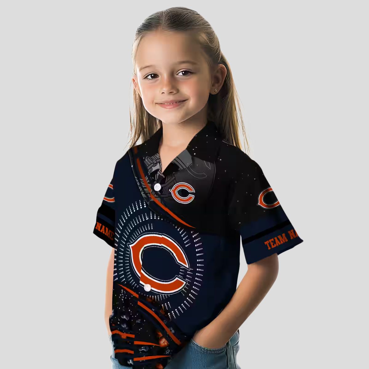 NFL Team Chicago Bears Blue Black Hawaiian Shirt for Fans