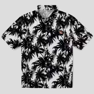 NFL Team Chicago Bears Hawaiian Shirt - Black & White Tropical Palm Aloha Shirt