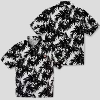 NFL Team Chicago Bears Hawaiian Shirt - Black & White Tropical Palm Aloha Shirt