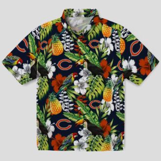 Personalized Chicago Bears Hawaiian Shirt – Tropical Toucan Blue Green Button Up Shirt