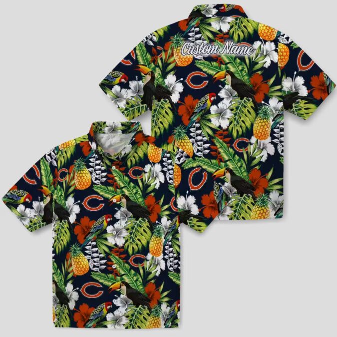 Personalized Chicago Bears Hawaiian Shirt – Tropical Toucan Blue Green Button Up Shirt