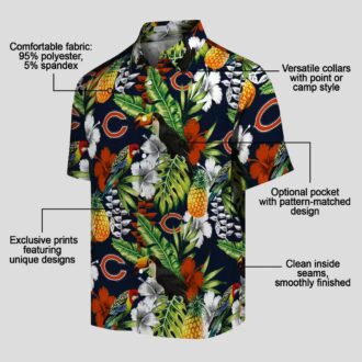 Personalized Chicago Bears Hawaiian Shirt – Tropical Toucan Blue Green Button Up Shirt