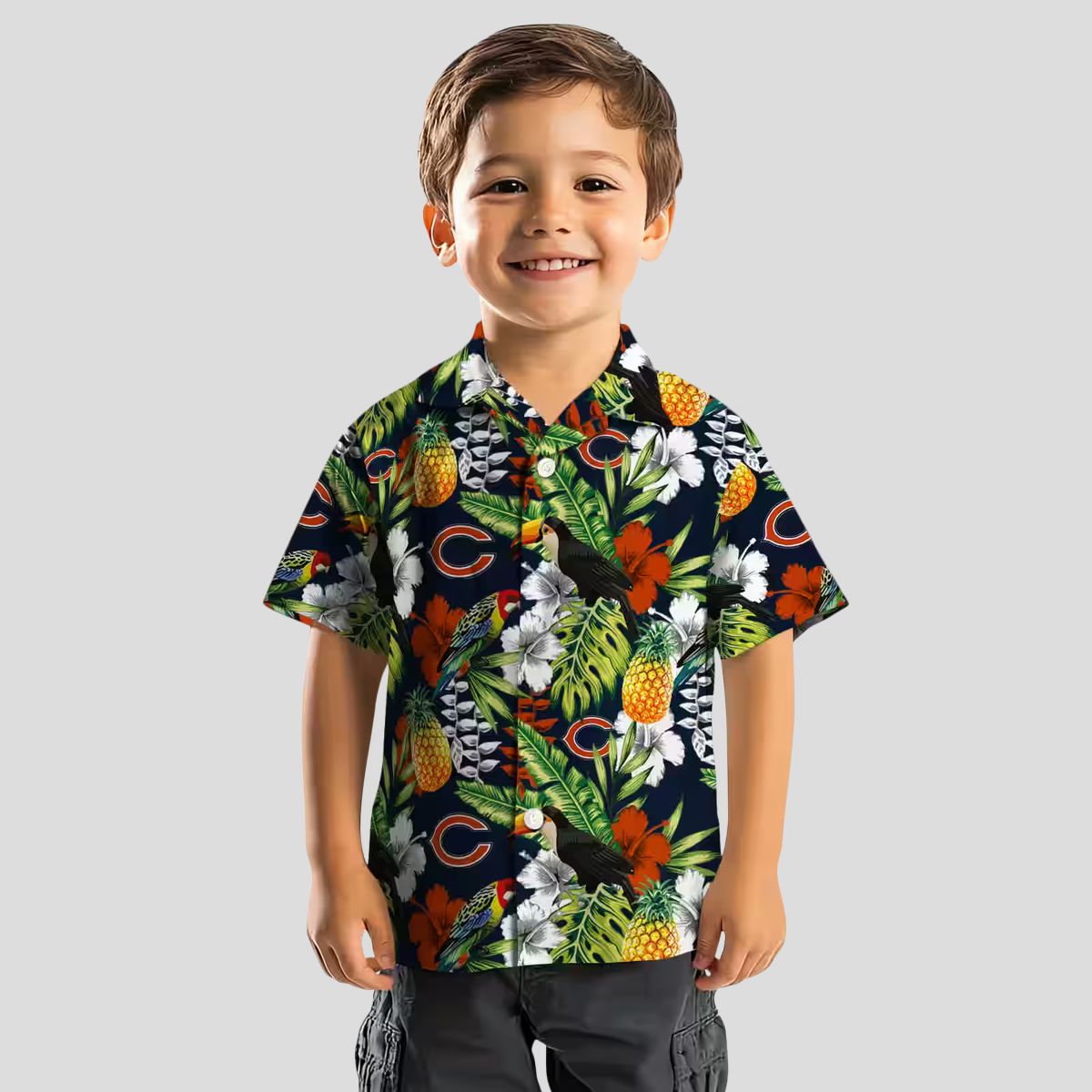 Personalized Chicago Bears Hawaiian Shirt – Tropical Toucan Blue Green Button Up Shirt