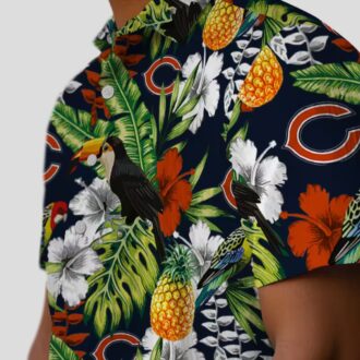 Personalized Chicago Bears Hawaiian Shirt – Tropical Toucan Blue Green Button Up Shirt