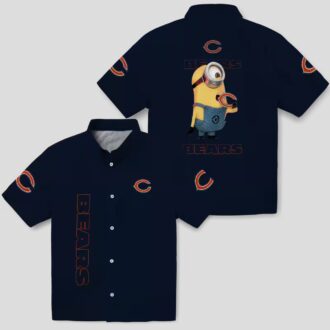 Stuart Minion Blue Chicago Bears Hawaiian Shirt – Tropical Button Up Aloha Shirt