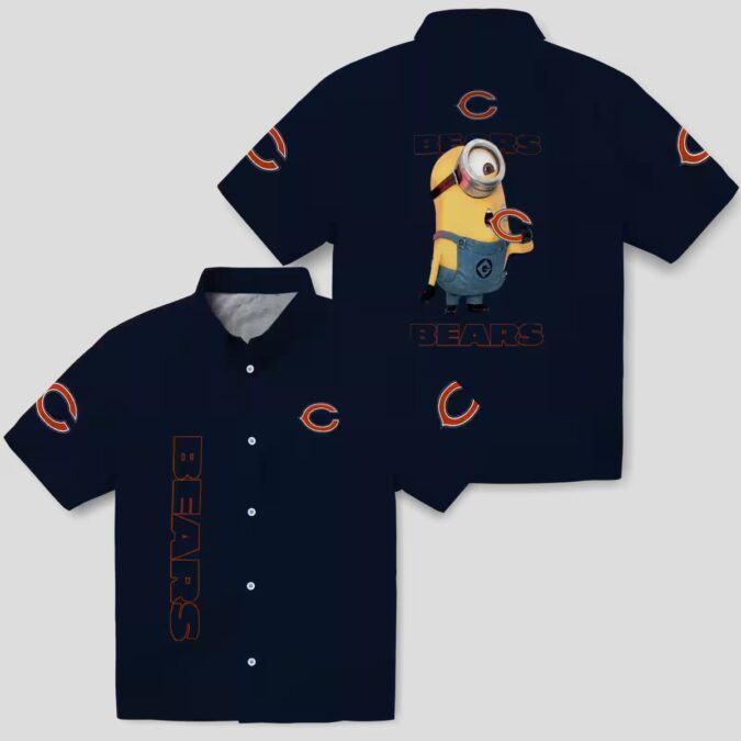 Stuart Minion Blue Chicago Bears Hawaiian Shirt – Tropical Button Up Aloha Shirt