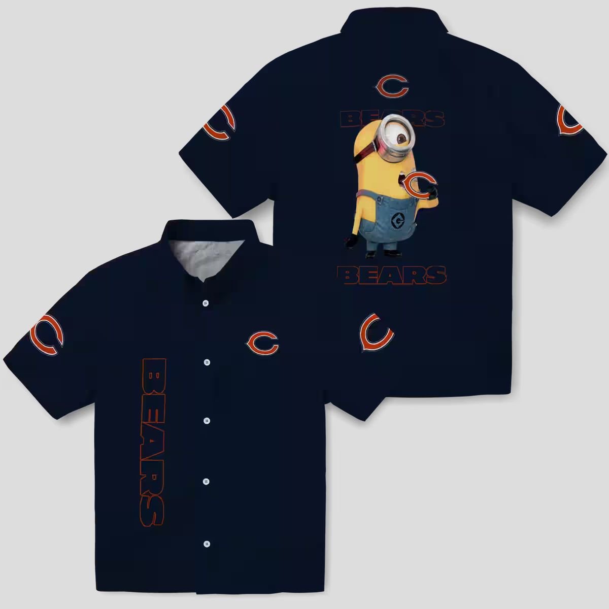 Stuart Minion Blue Chicago Bears Hawaiian Shirt – Tropical Button Up Aloha Shirt