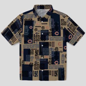 Tribal Symbols Blue Chicago Bears Hawaiian Shirt - NFL Team Button Up for Fans