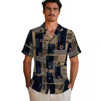 Tribal Symbols Blue Chicago Bears Hawaiian Shirt - NFL Team Button Up for Fans