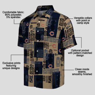 Tribal Symbols Blue Chicago Bears Hawaiian Shirt - NFL Team Button Up for Fans