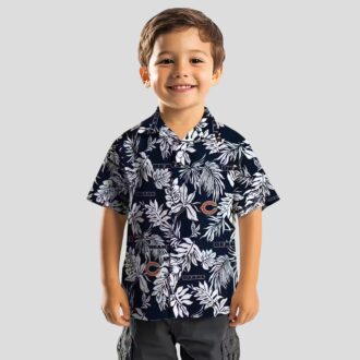 Tropical Leaf Chicago Bears NFL Hawaiian Shirt - Blue & White Button Up