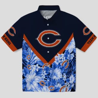 Women's Chicago Bears Floral Hawaiian Shirt – Custom Chevron Blue Aloha Shirt
