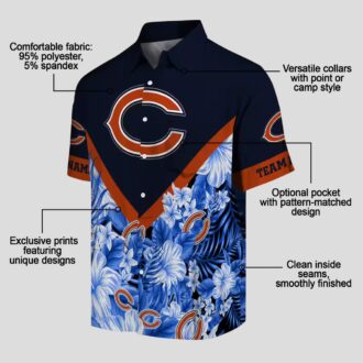 Women's Chicago Bears Floral Hawaiian Shirt – Custom Chevron Blue Aloha Shirt