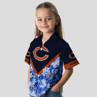 Women's Chicago Bears Floral Hawaiian Shirt – Custom Chevron Blue Aloha Shirt
