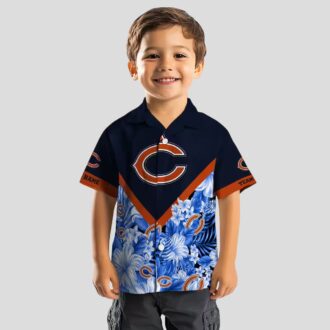 Women's Chicago Bears Floral Hawaiian Shirt – Custom Chevron Blue Aloha Shirt
