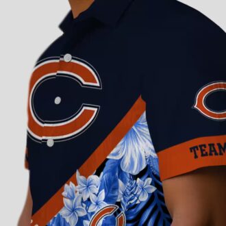 Women's Chicago Bears Floral Hawaiian Shirt – Custom Chevron Blue Aloha Shirt
