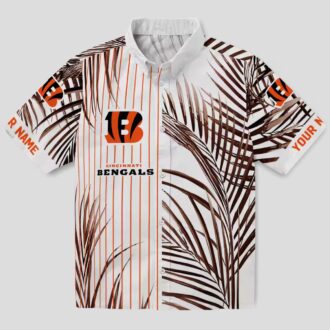 Cincinnati Bengals Aloha Hawaiian Shirt – Palm Stripes Orange Black White Beachwear