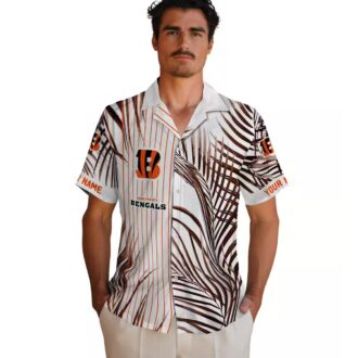 Cincinnati Bengals Aloha Hawaiian Shirt – Palm Stripes Orange Black White Beachwear