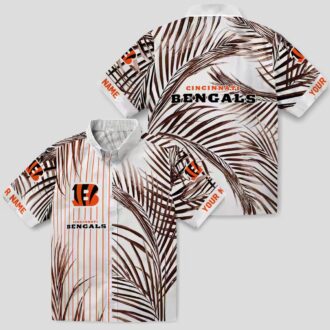 Cincinnati Bengals Aloha Hawaiian Shirt – Palm Stripes Orange Black White Beachwear