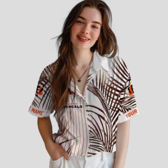 Cincinnati Bengals Aloha Hawaiian Shirt – Palm Stripes Orange Black White Beachwear