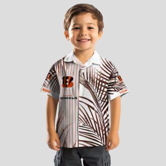 Cincinnati Bengals Aloha Hawaiian Shirt – Palm Stripes Orange Black White Beachwear