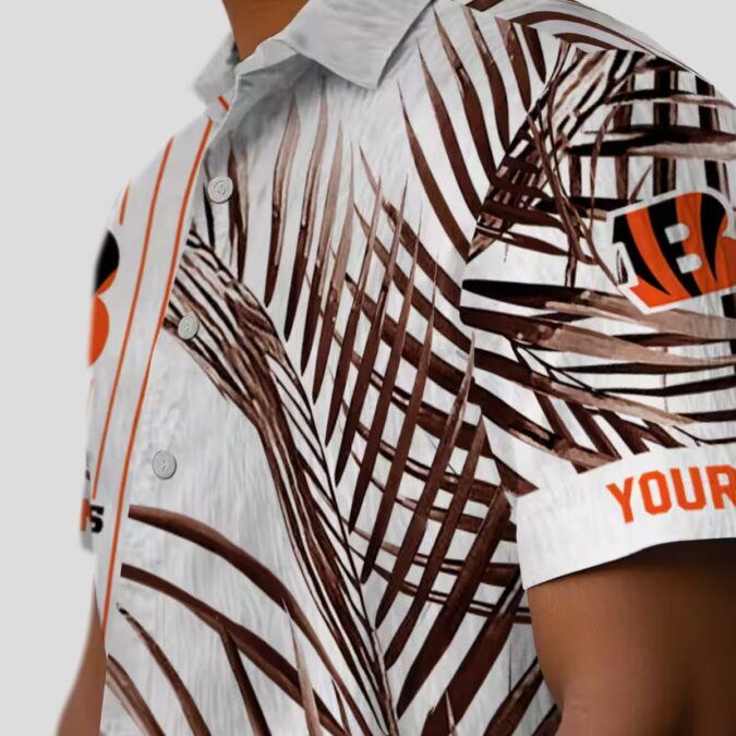 Cincinnati Bengals Aloha Hawaiian Shirt – Palm Stripes Orange Black White Beachwear