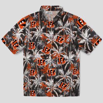 Cincinnati Bengals Hawaiian Shirt – NFL Aloha Palm Pattern, Orange & Black Beachwear