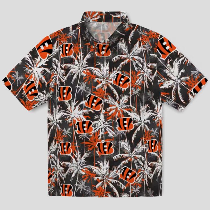 Cincinnati Bengals Hawaiian Shirt – NFL Aloha Palm Pattern, Orange & Black Beachwear
