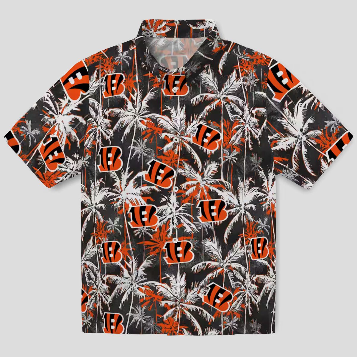 Cincinnati Bengals Hawaiian Shirt – NFL Aloha Palm Pattern, Orange & Black Beachwear