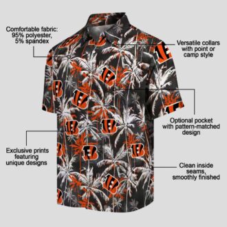 Cincinnati Bengals Hawaiian Shirt – NFL Aloha Palm Pattern, Orange & Black Beachwear