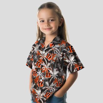 Cincinnati Bengals Hawaiian Shirt – NFL Aloha Palm Pattern, Orange & Black Beachwear