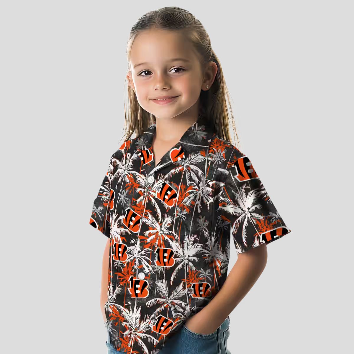 Cincinnati Bengals Hawaiian Shirt – NFL Aloha Palm Pattern, Orange & Black Beachwear