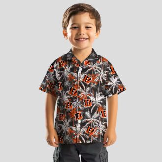 Cincinnati Bengals Hawaiian Shirt – NFL Aloha Palm Pattern, Orange & Black Beachwear
