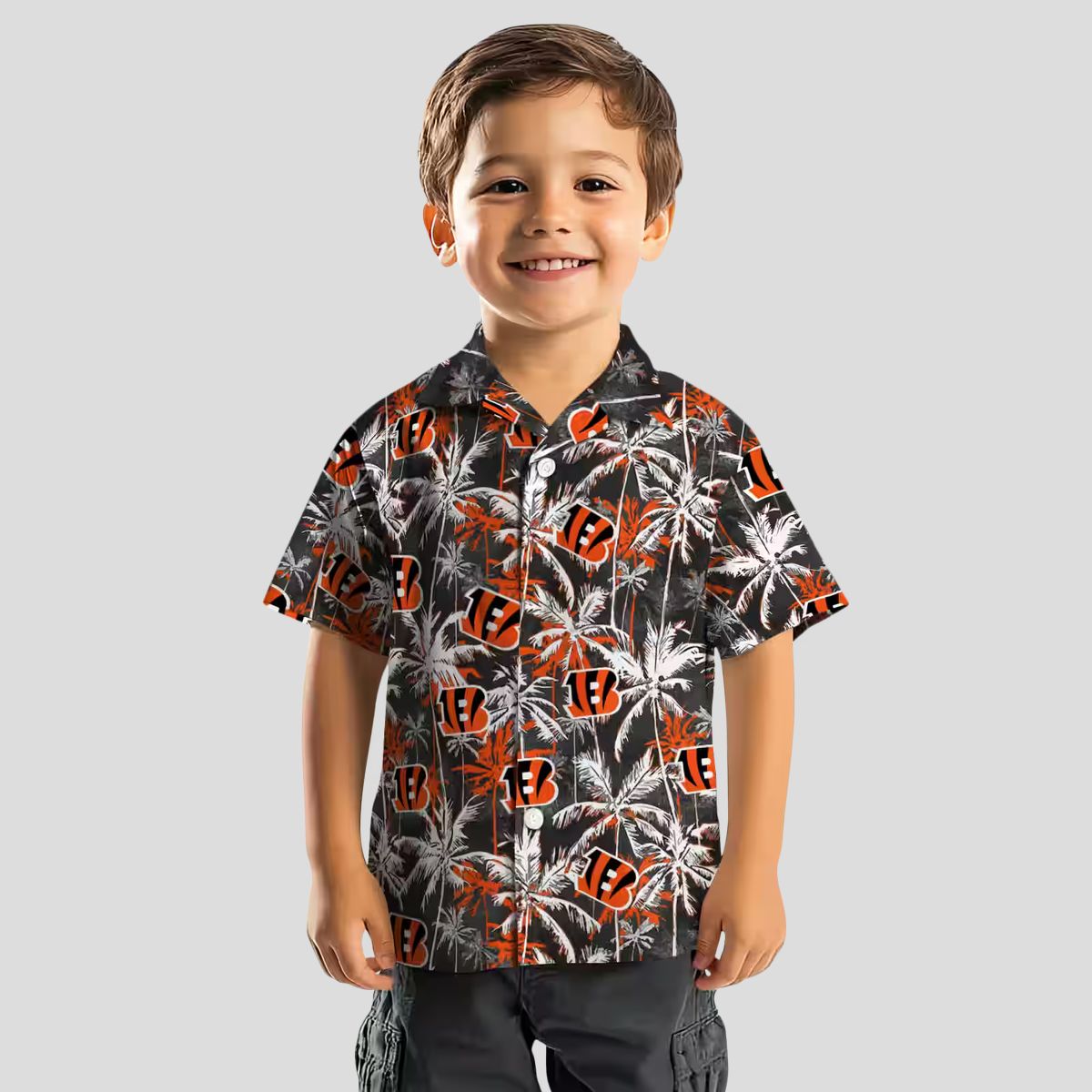 Cincinnati Bengals Hawaiian Shirt – NFL Aloha Palm Pattern, Orange & Black Beachwear