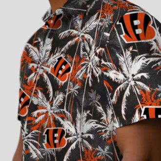 Cincinnati Bengals Hawaiian Shirt – NFL Aloha Palm Pattern, Orange & Black Beachwear