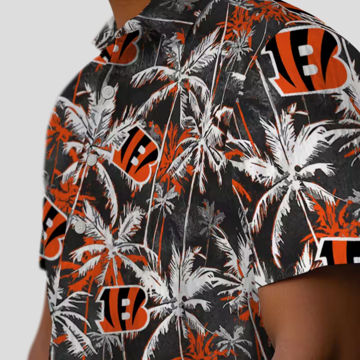 Cincinnati Bengals Hawaiian Shirt – NFL Aloha Palm Pattern, Orange & Black Beachwear
