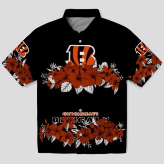 Cincinnati Bengals Hibiscus Hawaiian Shirt – NFL Aloha Stripe Orange Black Shirt