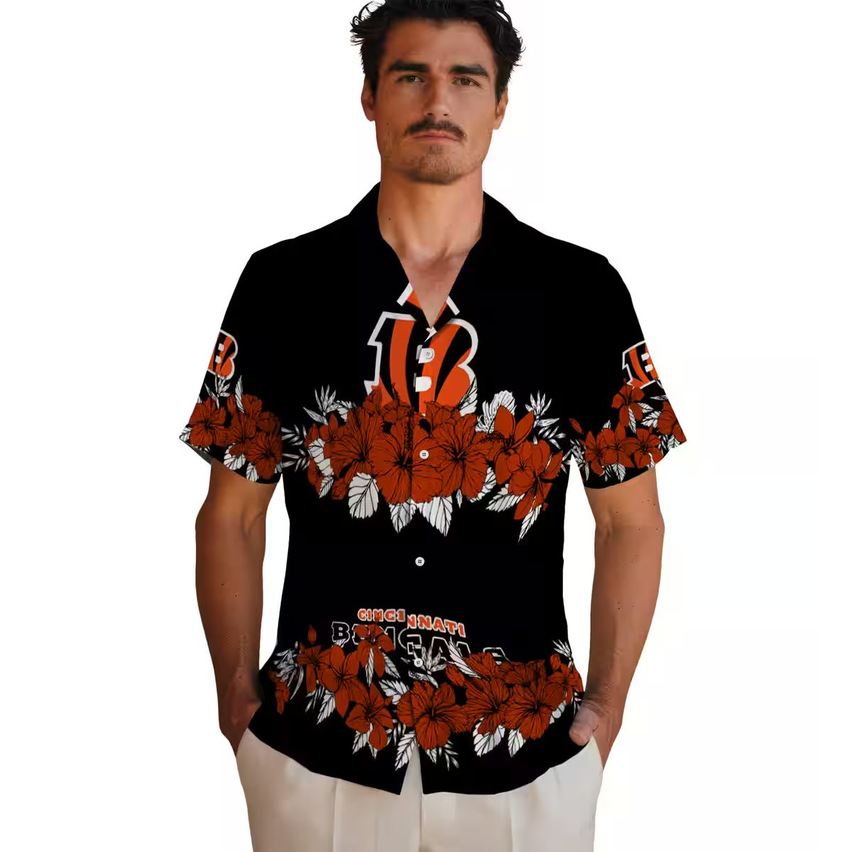 Cincinnati Bengals Hibiscus Hawaiian Shirt – NFL Aloha Stripe Orange Black Shirt