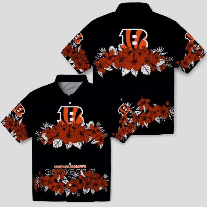 Cincinnati Bengals Hibiscus Hawaiian Shirt – NFL Aloha Stripe Orange Black Shirt