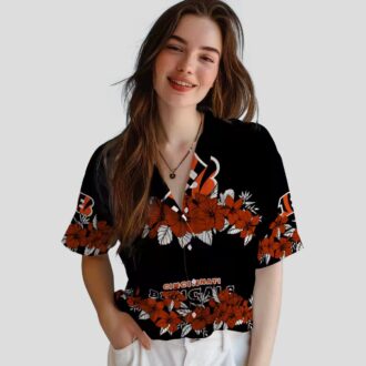 Cincinnati Bengals Hibiscus Hawaiian Shirt – NFL Aloha Stripe Orange Black Shirt