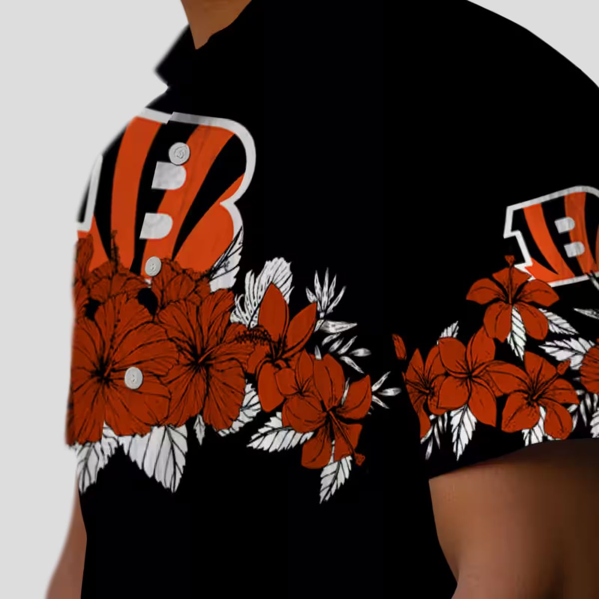 Cincinnati Bengals Hibiscus Hawaiian Shirt – NFL Aloha Stripe Orange Black Shirt