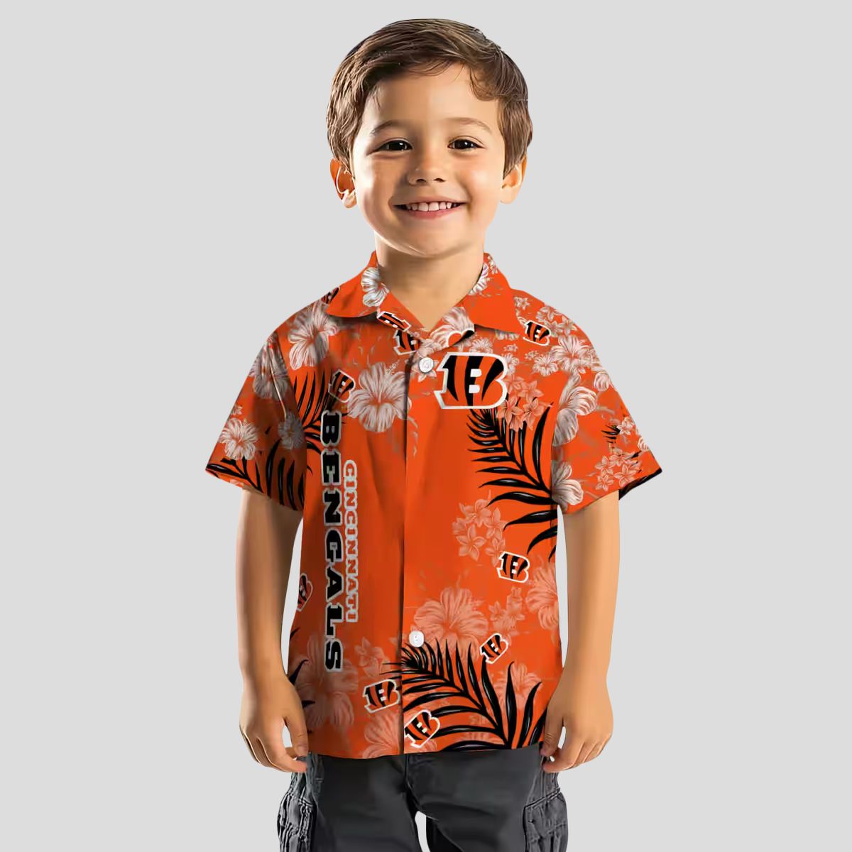 Cincinnati Bengals Hibiscus Print Hawaiian Shirt, NFL Football Team Orange Aloha Shirt