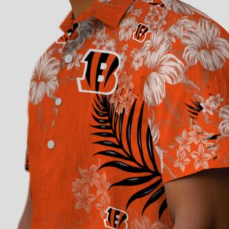 Cincinnati Bengals Hibiscus Print Hawaiian Shirt, NFL Football Team Orange Aloha Shirt