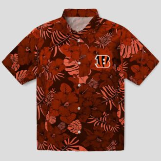 Cincinnati Bengals Jungle Print Hawaiian Shirt, Orange Tropical Beachwear for Fans