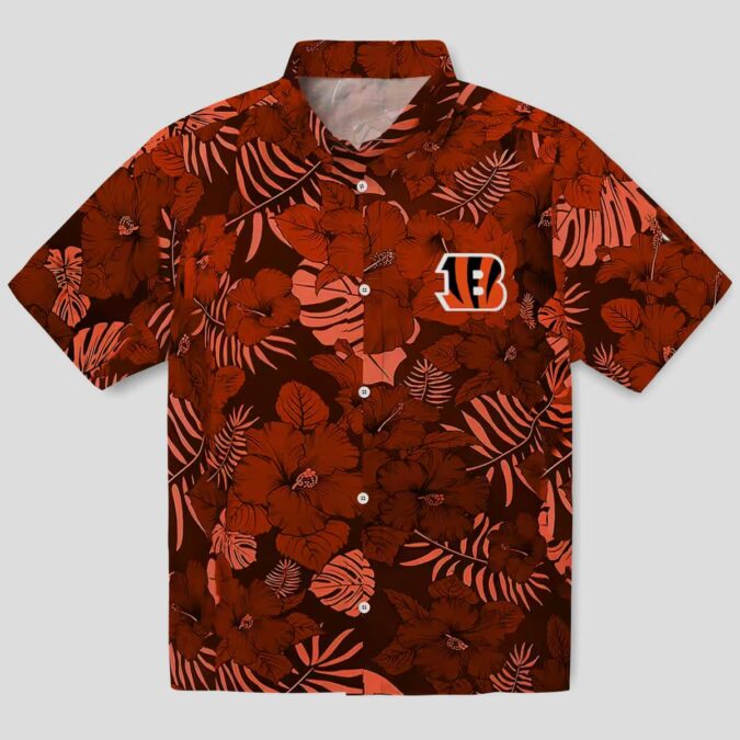 Cincinnati Bengals Jungle Print Hawaiian Shirt, Orange Tropical Beachwear for Fans