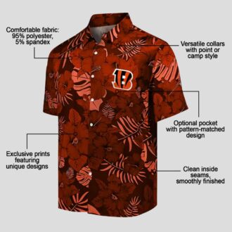 Cincinnati Bengals Jungle Print Hawaiian Shirt, Orange Tropical Beachwear for Fans
